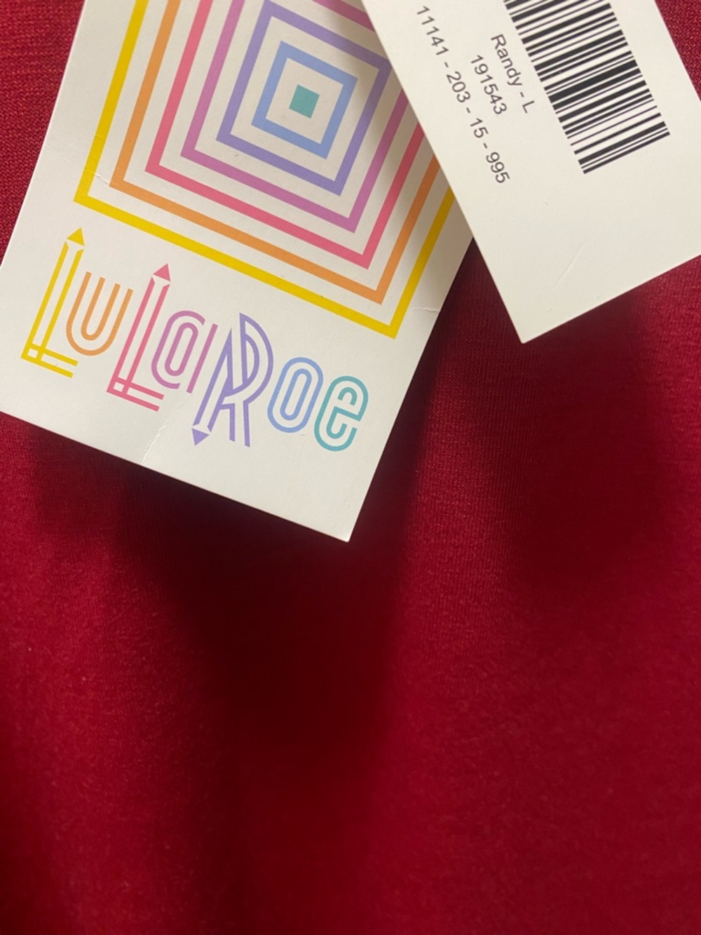 NWT Lularoe Red Merlot with Black & Cream Chevron 3/4 sleeve Large Randy Zig Zag - Picture 5 of 7